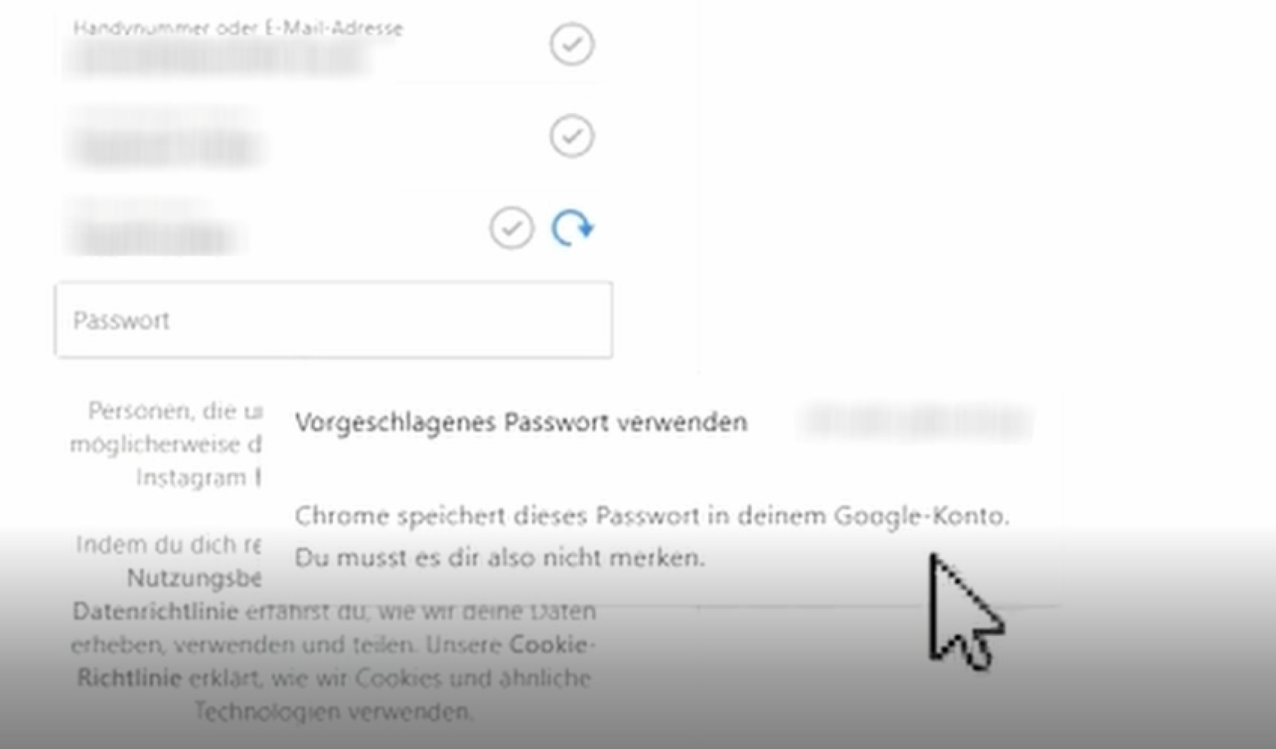 Passwort vorschlagen Google