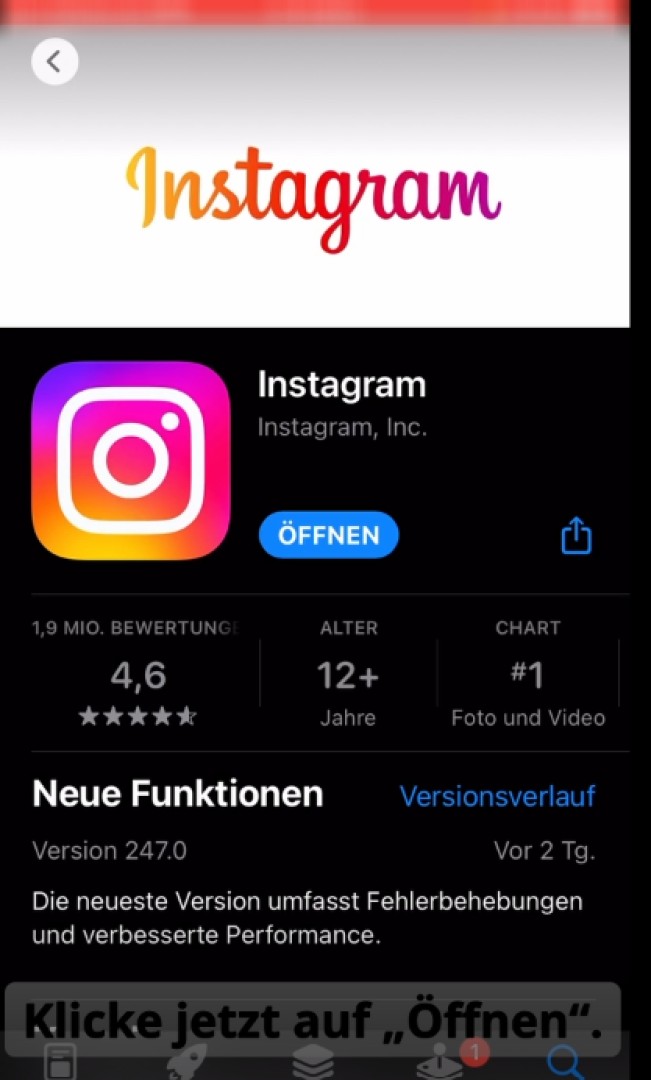 Appstore Instagram öffnen